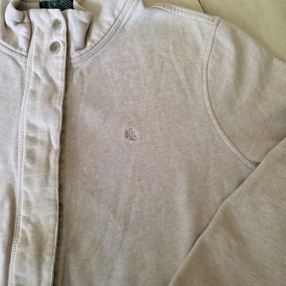 Lauren Ralph Lauren Vintage Style Tan Quilted Shoulder Sweatshirt Jacket 2X -XL - Picture 9 of 15